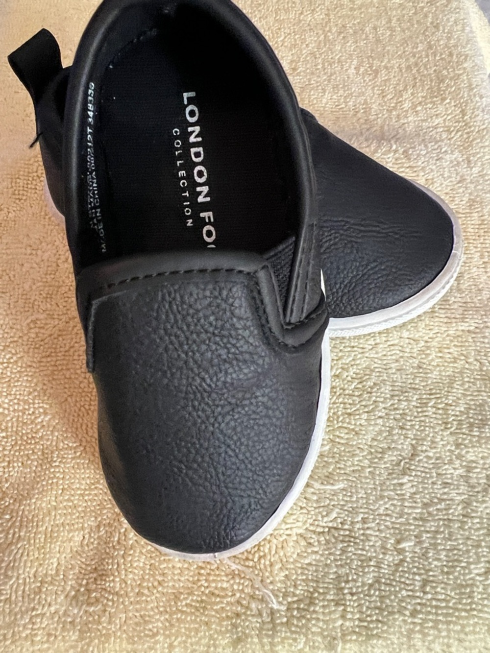 London Fog Kids Black Slip-On Sneakers with White Sole